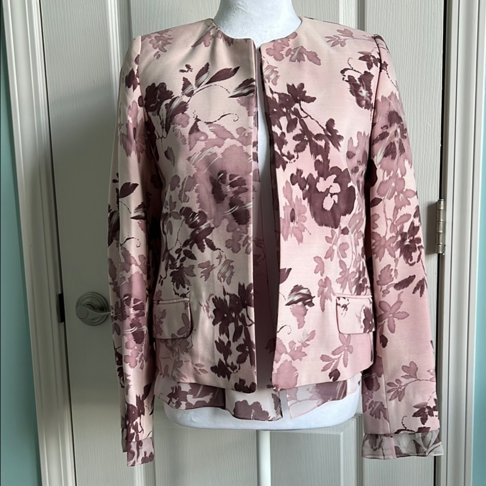 Linda Allard for Ellen Tracy Pink and Burgundy Silk Blazer, NWT
